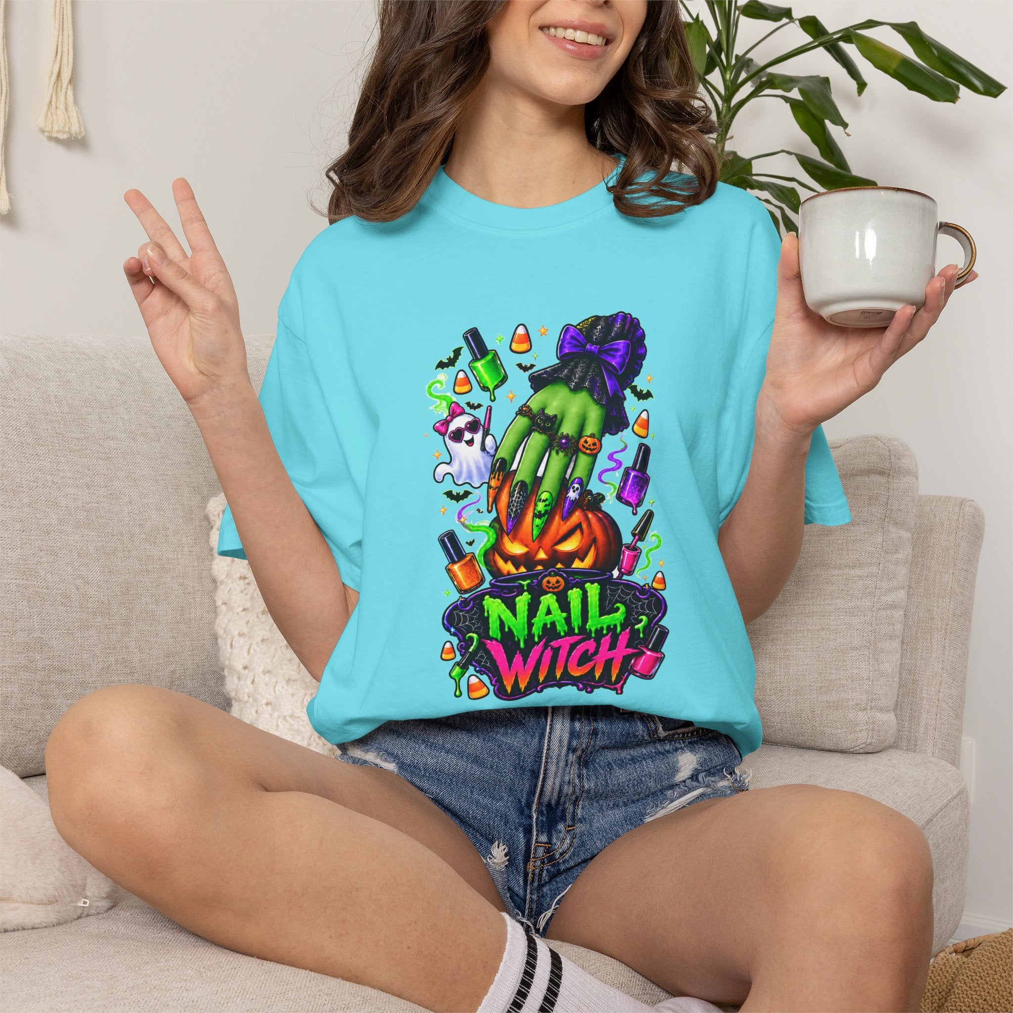 Nail Witch Halloween Tee – Adult Unisex Nail Tech & Beauty Salon Shirt