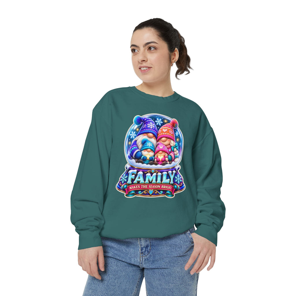 Family Gnome Christmas Sweatshirt "Family Makes the Season Bright"