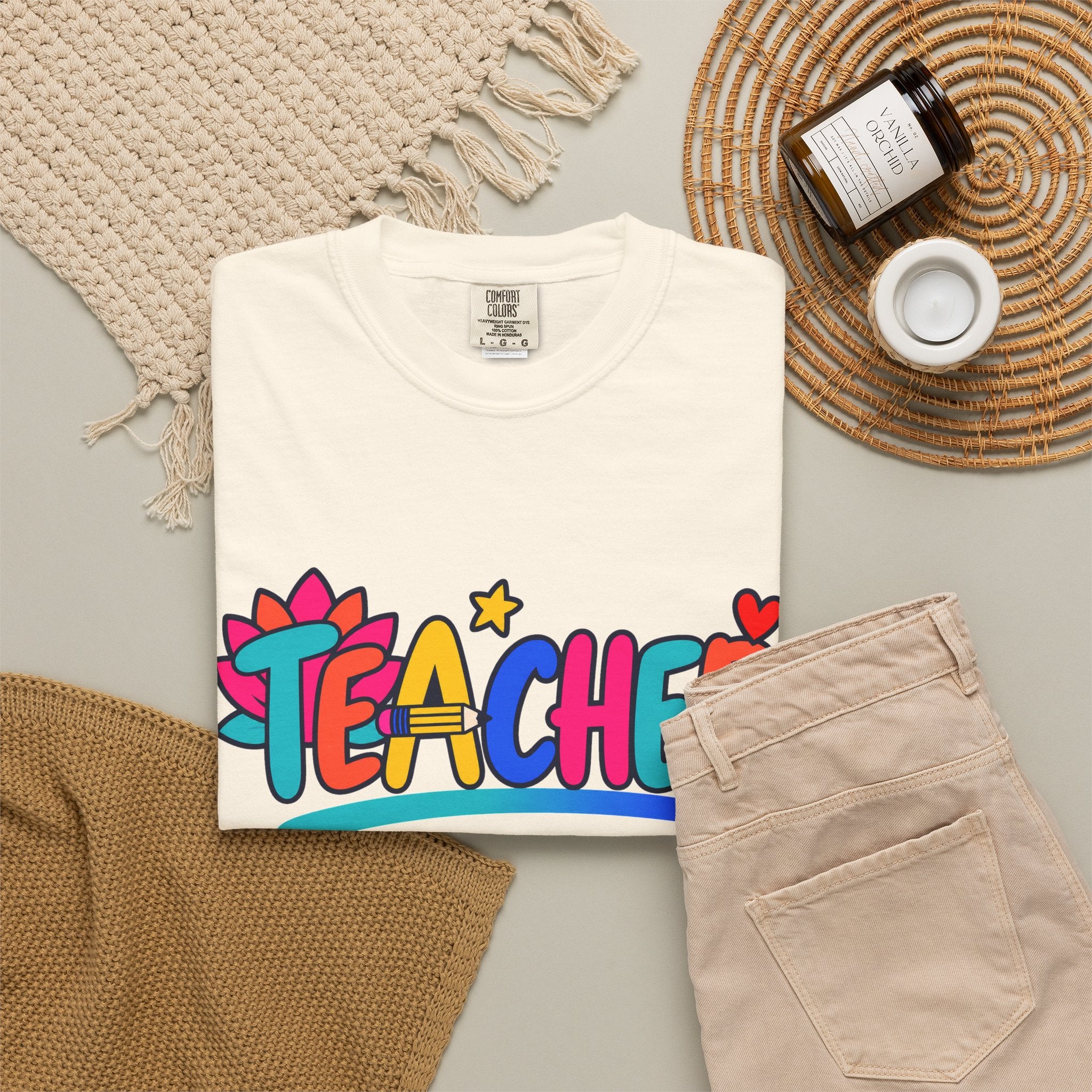 Colorful Teacher Comfort Colors® Heavyweight Tee 🍎✏️