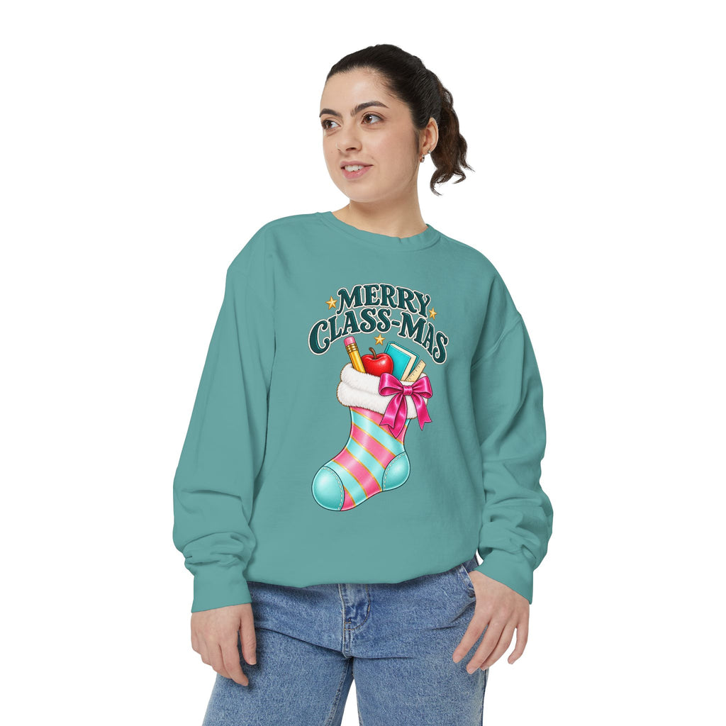 Merry Class-mas Sweatshirt — Christmas Teacher Holiday Stocking Crewneck