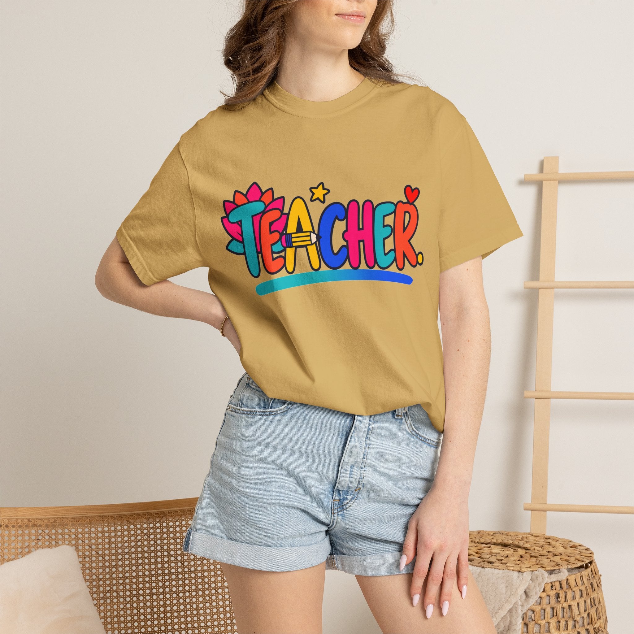 Colorful Teacher Comfort Colors® Heavyweight Tee 🍎✏️