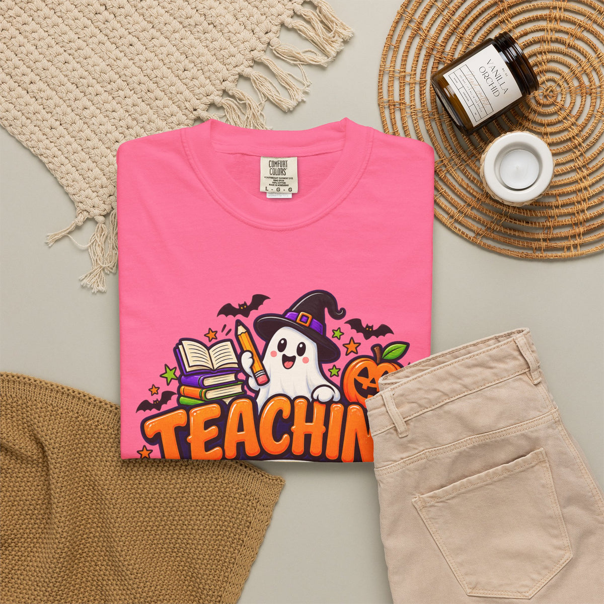 Teaching Is a Treat Halloween T-Shirt — Cute Ghost & Pumpkin Teacher Tee