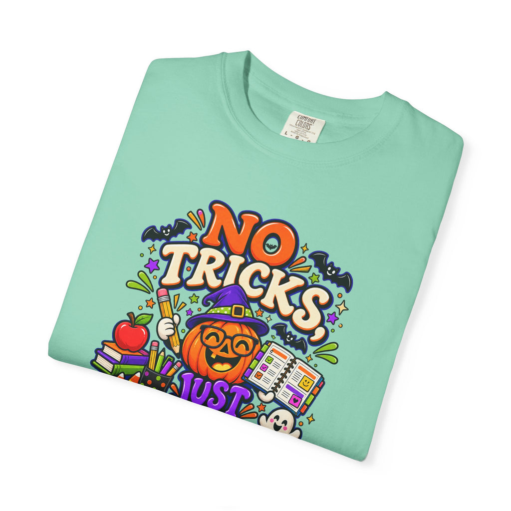 Halloween Teacher T-Shirt - "No Tricks, Just Lesson Plans"