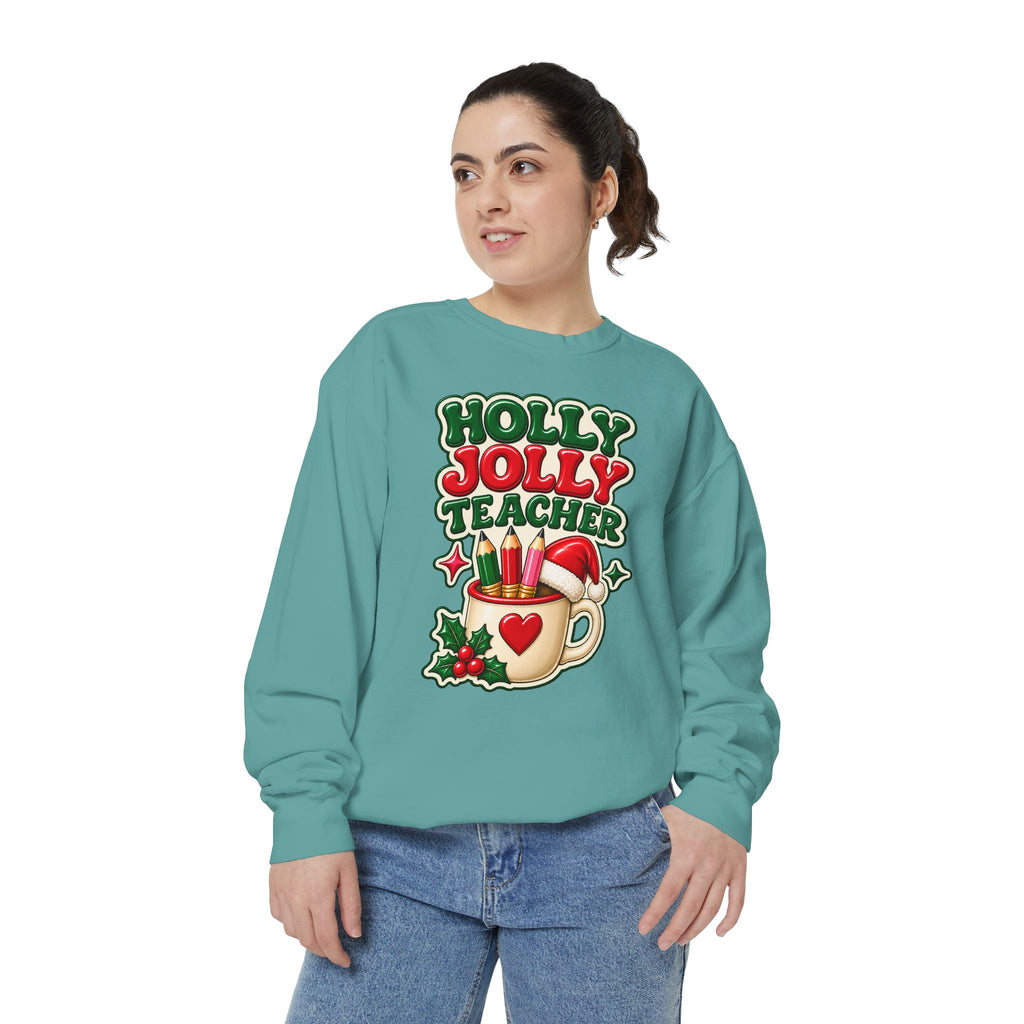 Holly Jolly Teacher Sweatshirt – Christmas Mug Holiday Teacher Gift