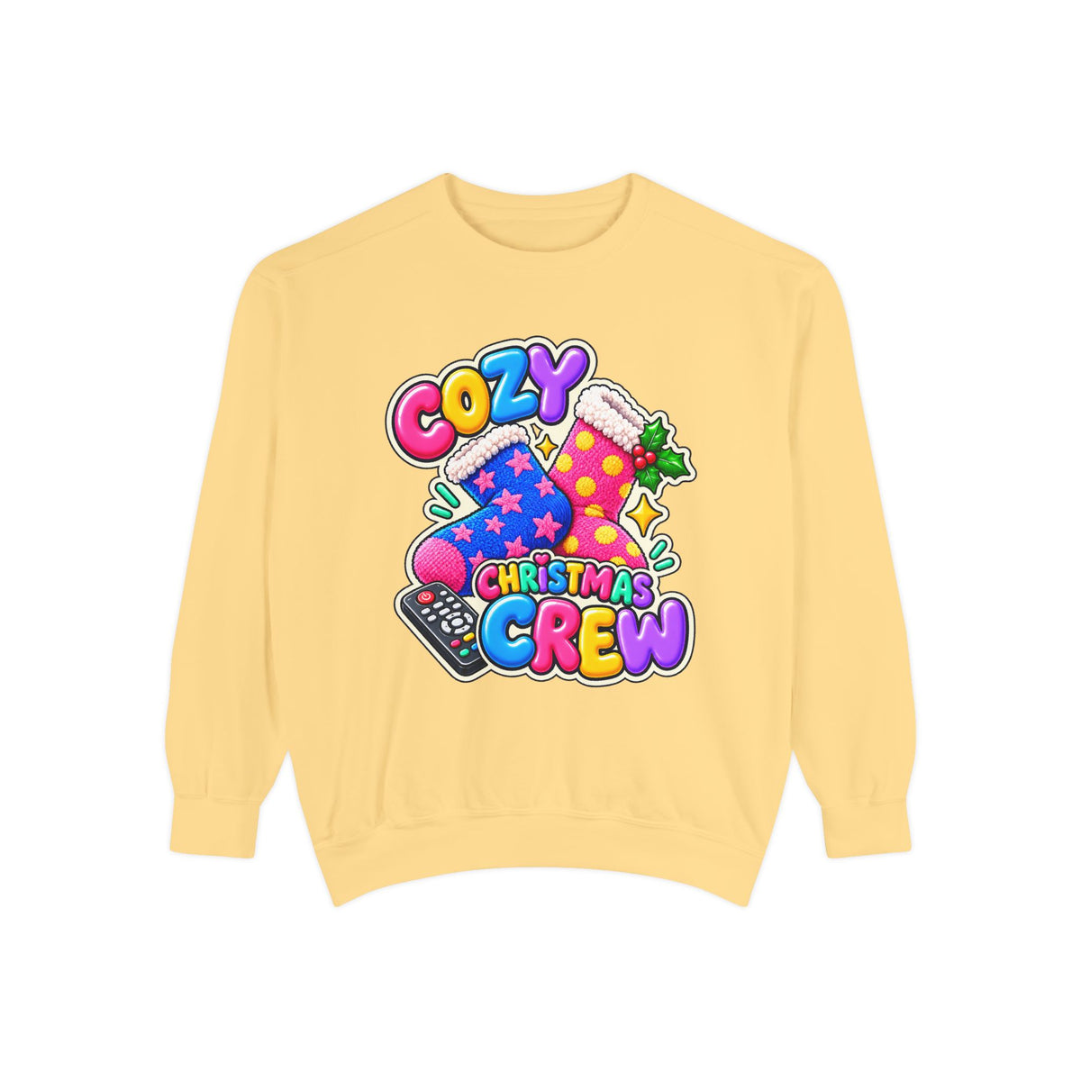Cozy Christmas Crew Crewneck Sweatshirt 🧦🎄📺