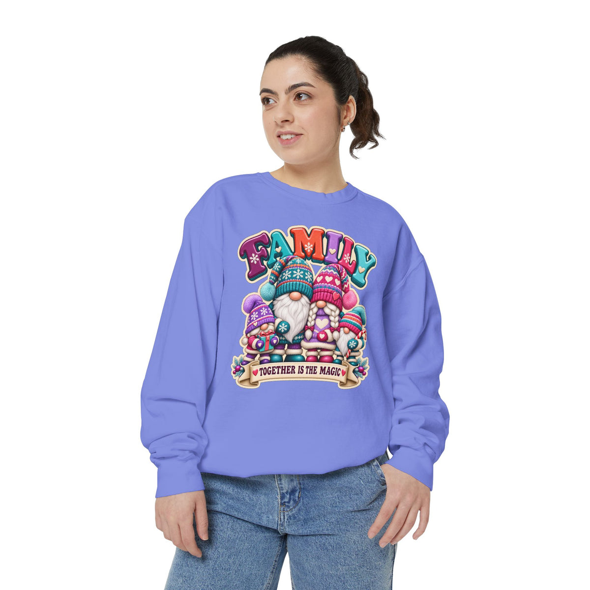 Family Gnomes "Together Is The Magic" Cozy Christmas Sweatshirt