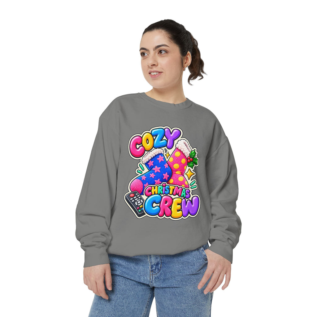 Cozy Christmas Crew Crewneck Sweatshirt 🧦🎄📺