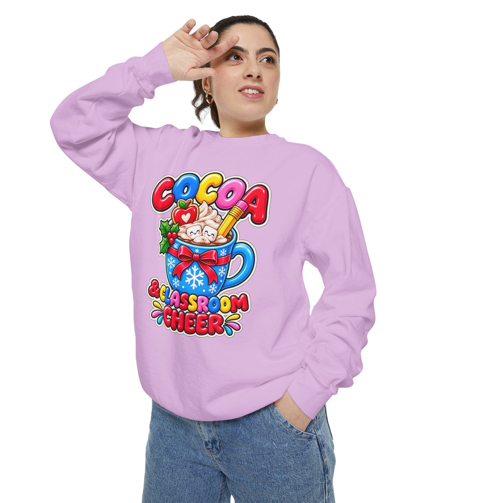 Cocoa and Classroom Cheer Christmas Sweatshirt ☕🍎❄️