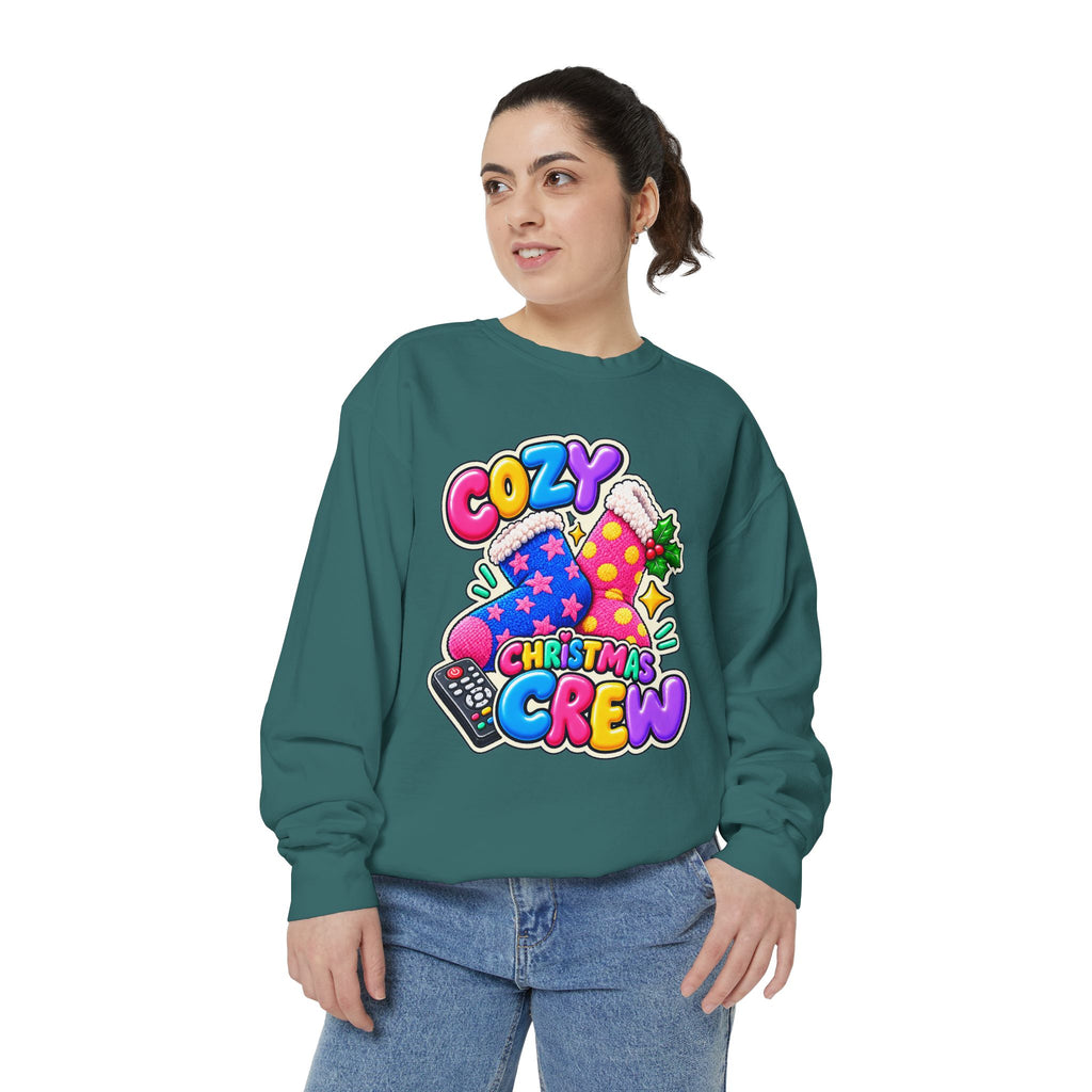 Cozy Christmas Crew Crewneck Sweatshirt 🧦🎄📺