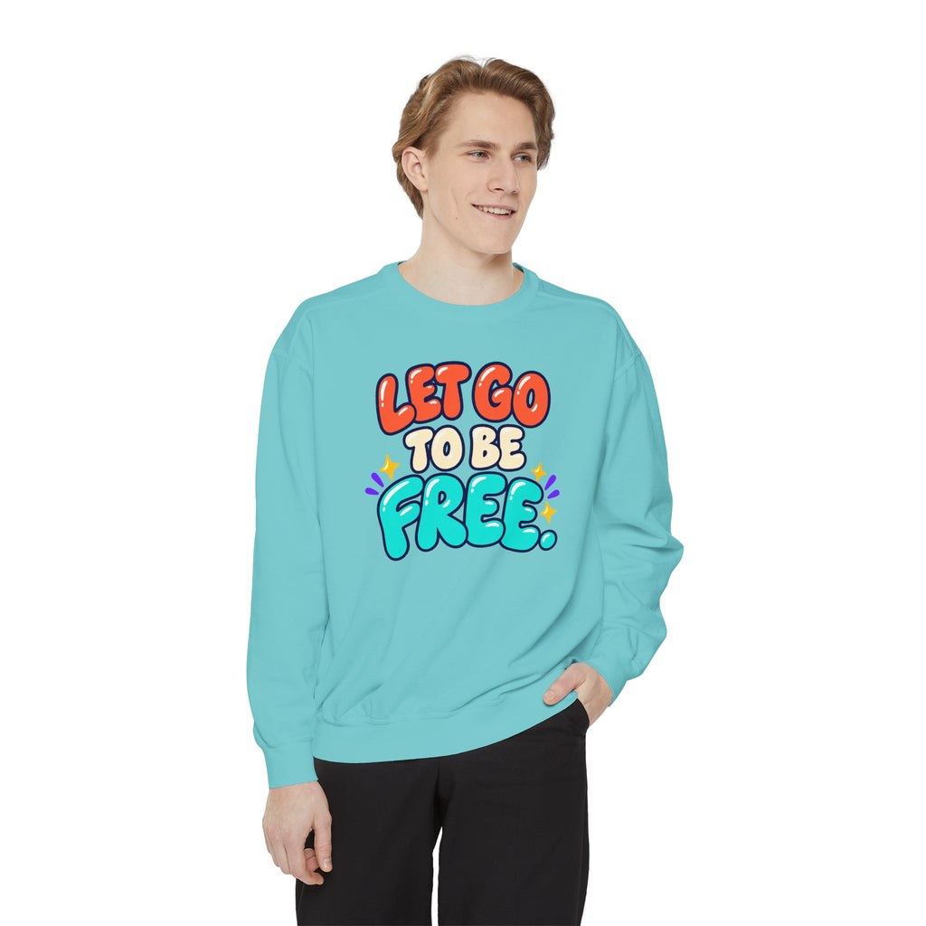 Let Go to Be Free Relaxed-Fit Sweatshirt — Lavender & Gray