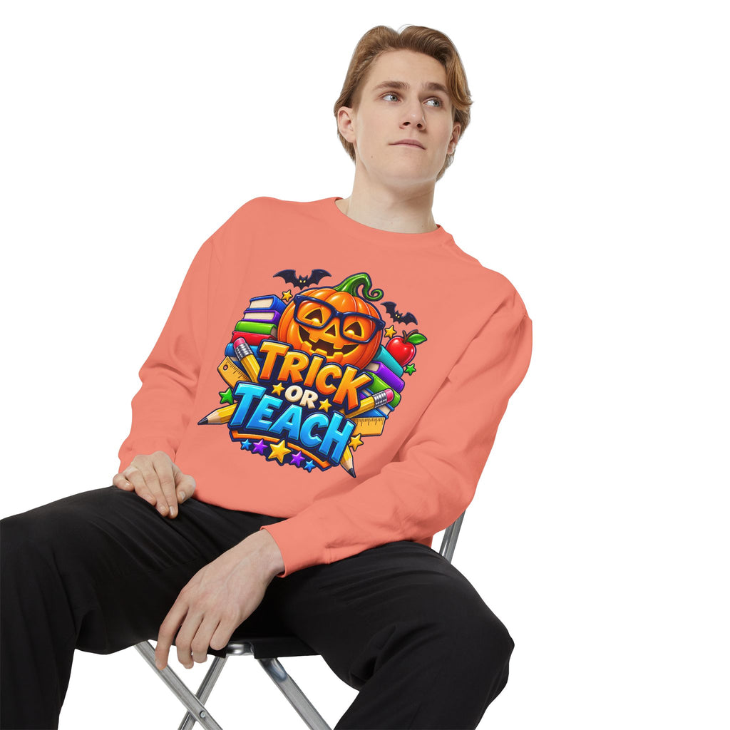 Trick or Teach Halloween Teacher Sweatshirt 🎃📚 | Pumpkin School Crewneck