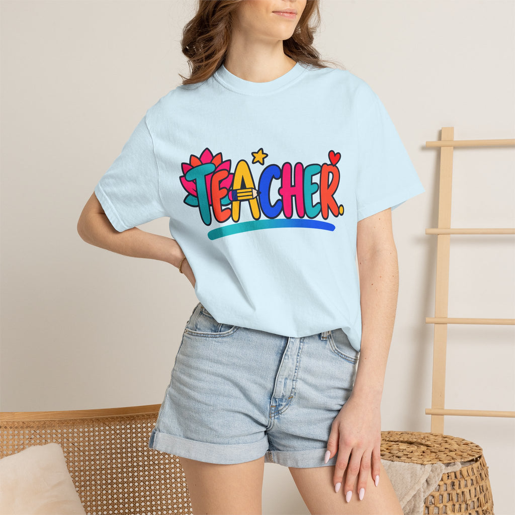 Colorful Teacher Comfort Colors® Heavyweight Tee 🍎✏️