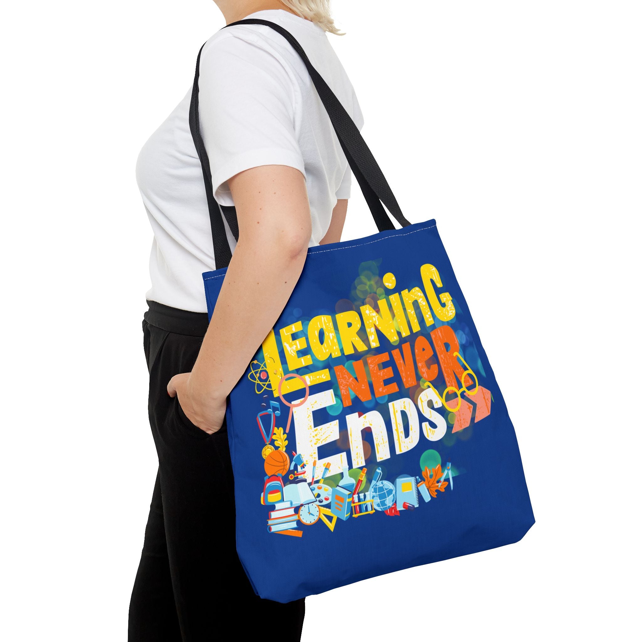 Learning Never Ends - Great Things Await Tote Bag (AOP)