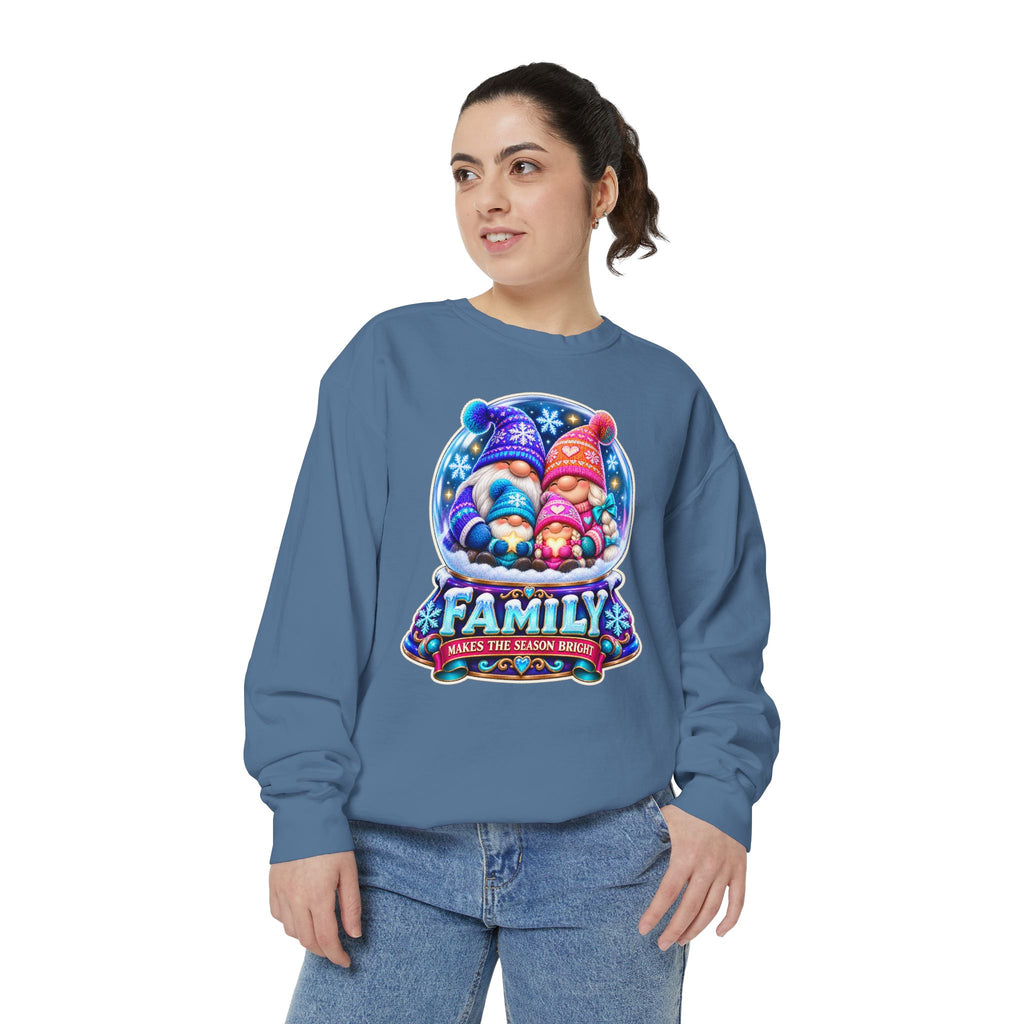 Family Gnome Christmas Sweatshirt "Family Makes the Season Bright"