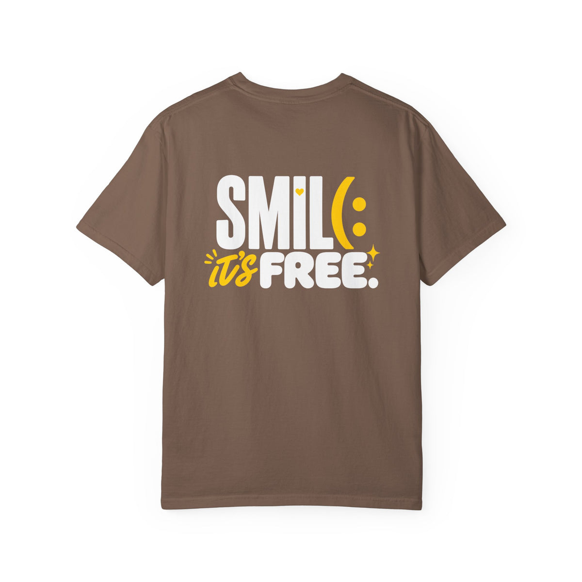 SMIL(: IT’S FREE. White & Yellow Front-and-Back Garment-Dyed Tee