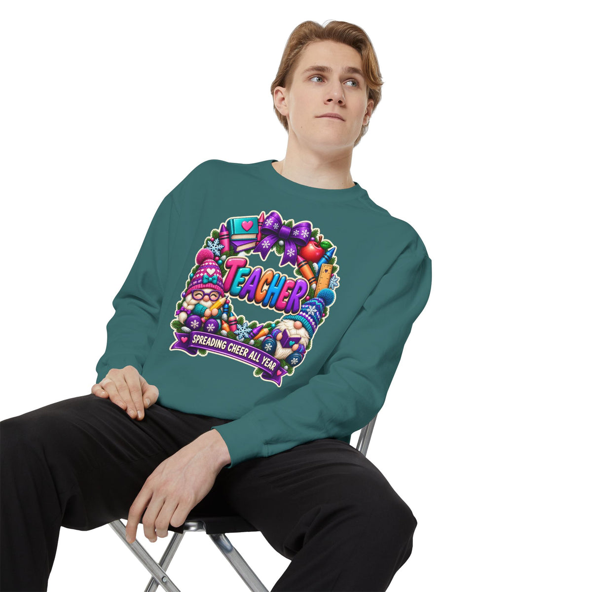 Teacher Spreading Gnomes Cheer All Year Christmas Sweatshirt