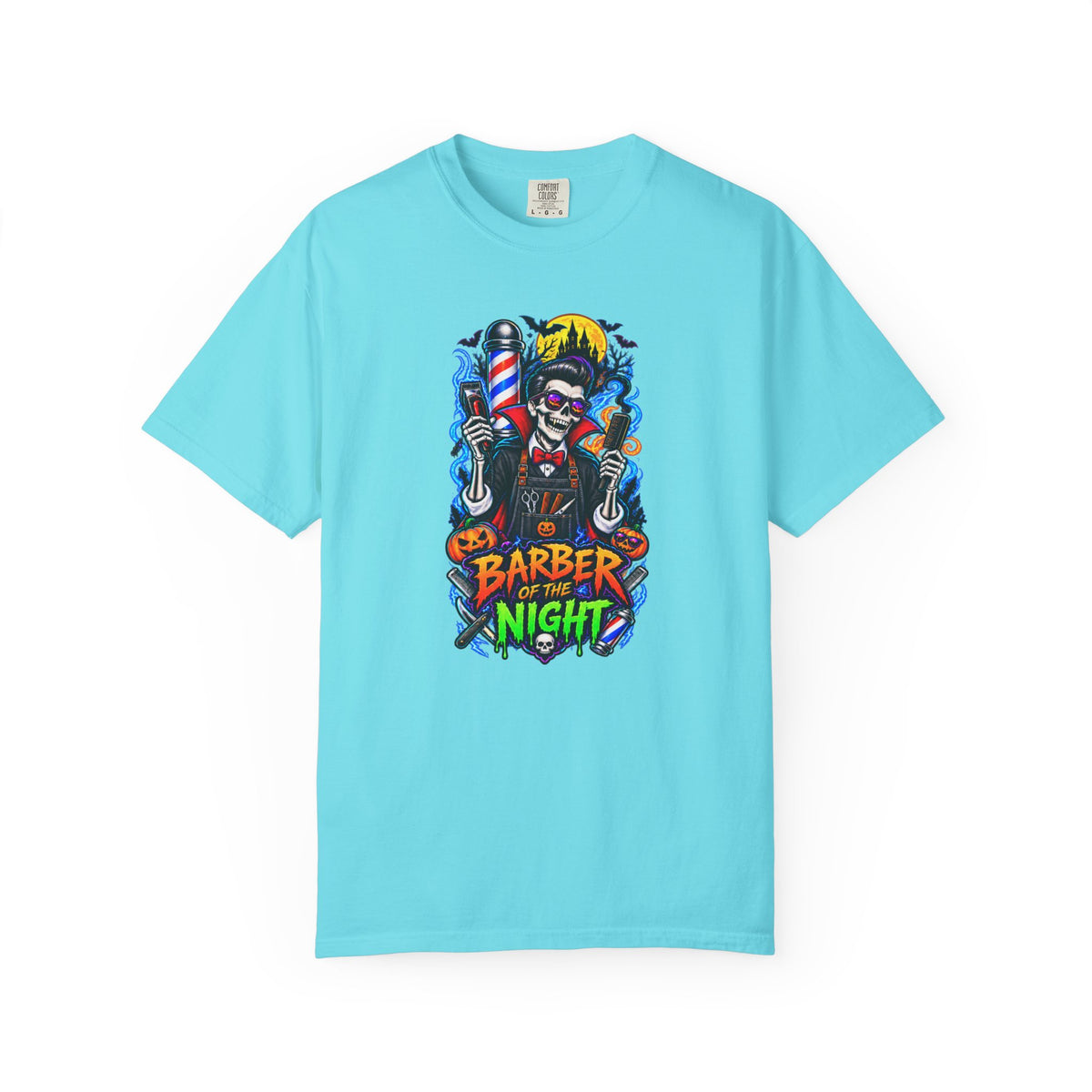 Barber of the Night Halloween Tee – Adult Unisex Barbershop Shirt