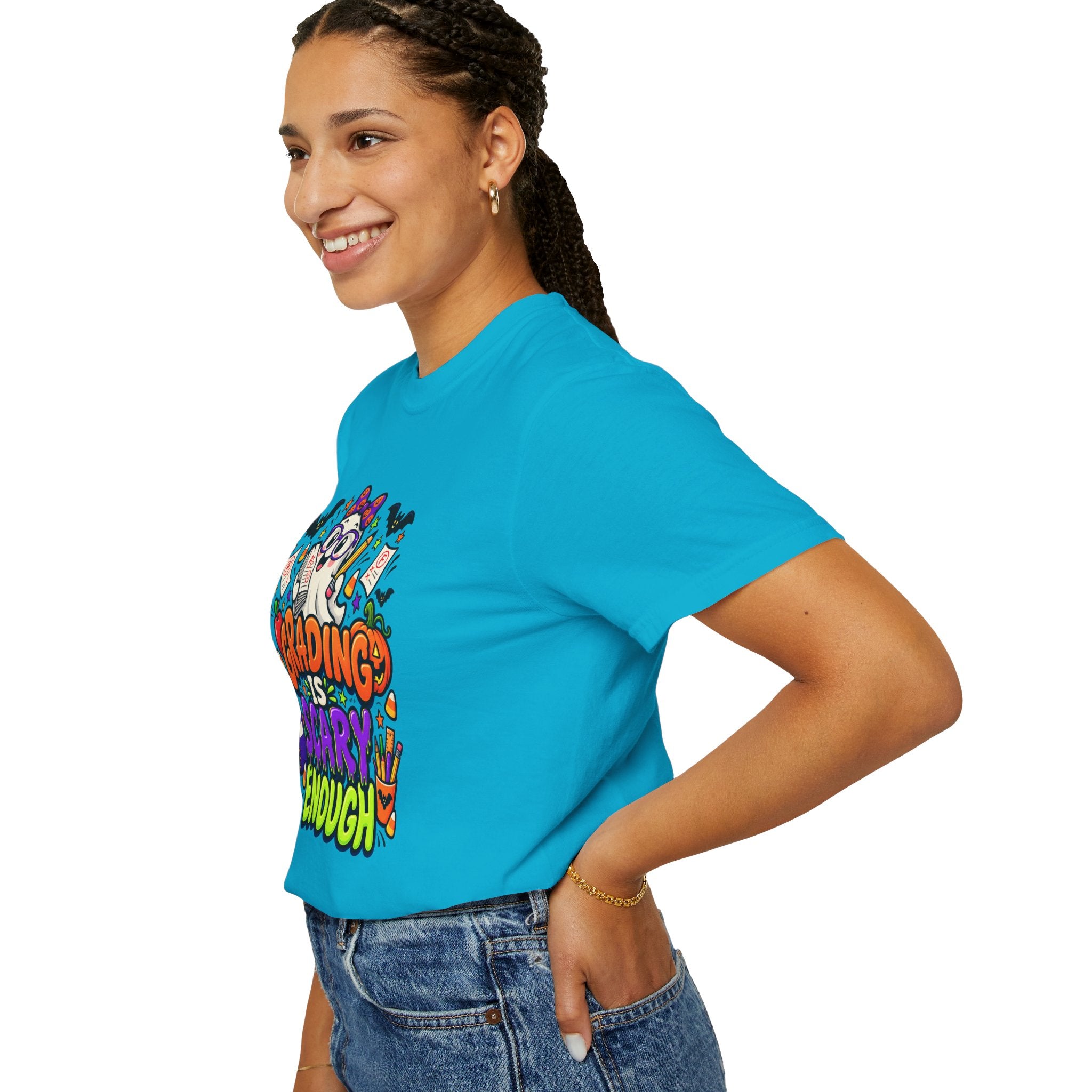 Grading Is Scary Enough T-Shirt — Halloween Teacher Funny Tee
