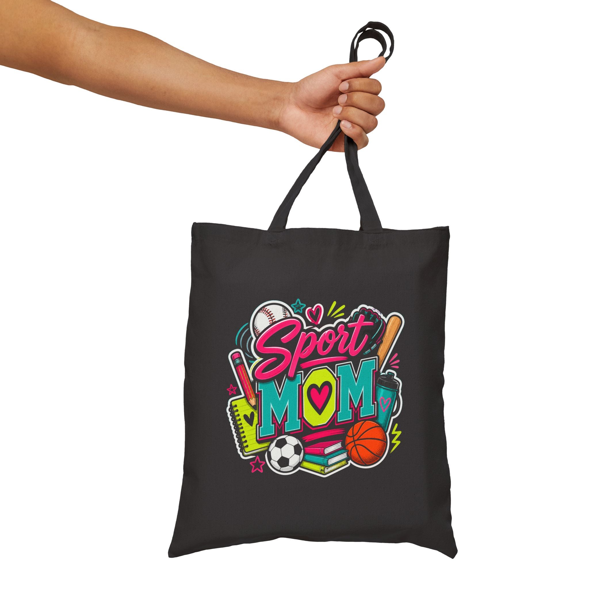 Sport Colorful Athletic Mom Gift for Baseball, Soccer and Basketball - Canvas Tote Bag