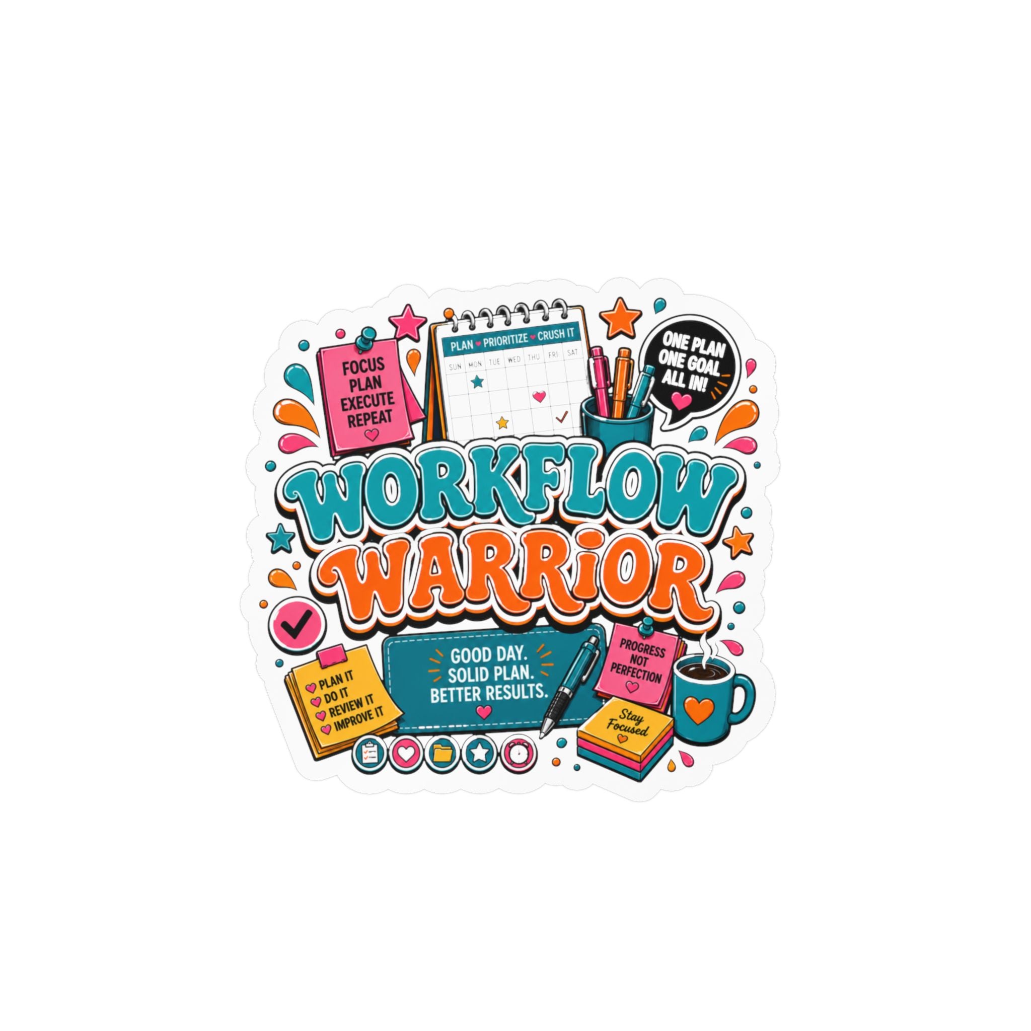 Workflow Warrior Vinyl Sticker – Productivity Planner Decor (Kiss-Cut)