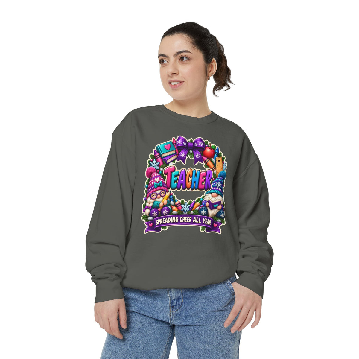 Teacher Spreading Gnomes Cheer All Year Christmas Sweatshirt