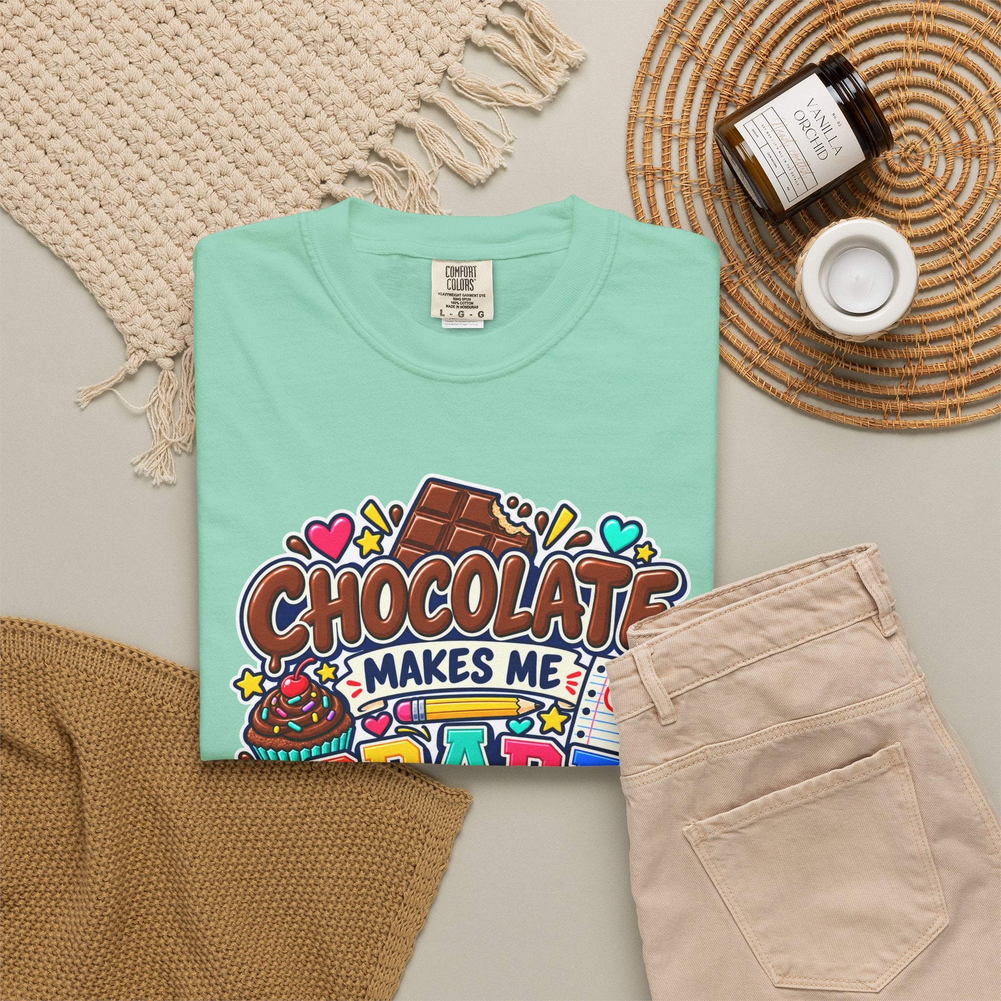 Chocolate Makes Me Grade Better Heavyweight Tee 🍫📚✏️