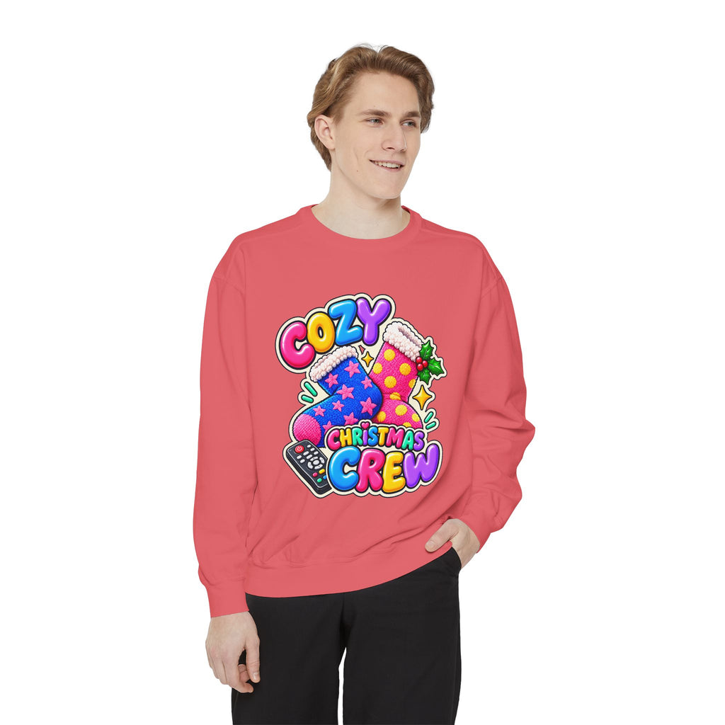 Cozy Christmas Crew Crewneck Sweatshirt 🧦🎄📺