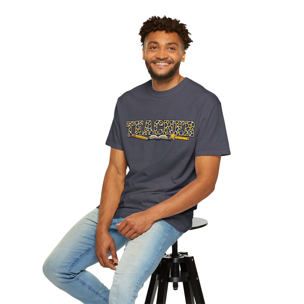 Leopard Print Teacher Comfort Colors® Heavyweight Tee 🍎✏️