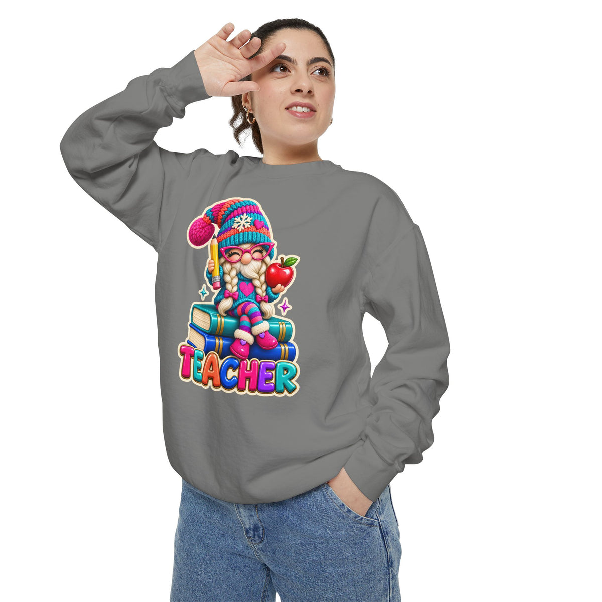Teacher Gnome Book Lover Holiday Sweatshirt