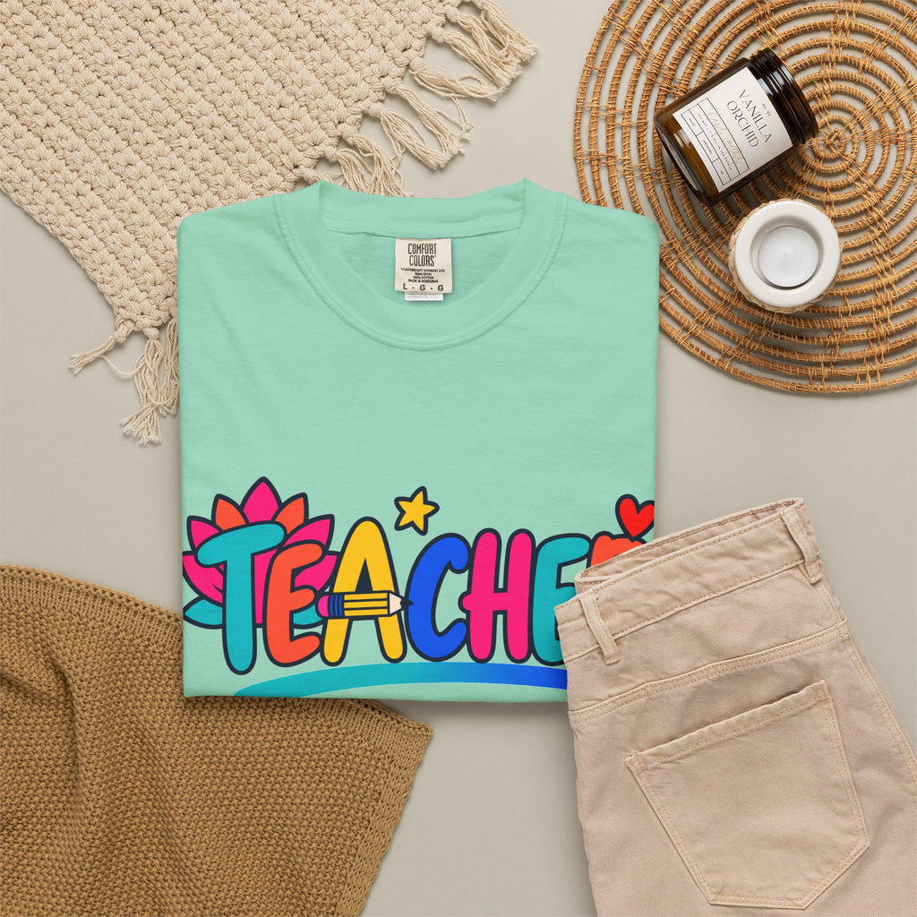 Colorful Teacher Comfort Colors® Heavyweight Tee 🍎✏️
