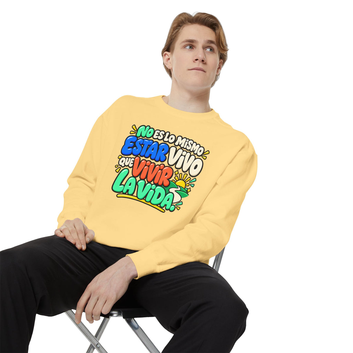 No Es Lo Mismo Estar Vivo Que Vivir la Vida Sweatshirt | Spanish Inspirational Crewneck 🌅✨