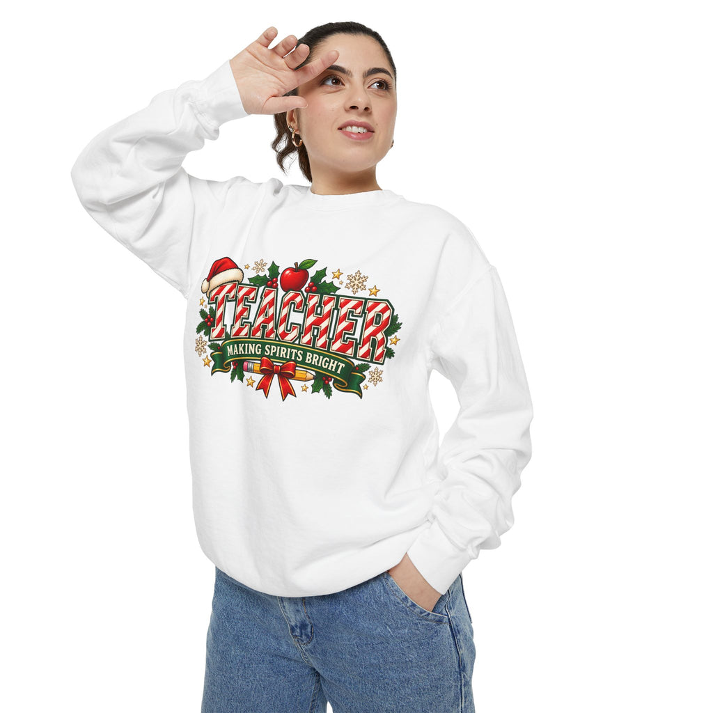 Teacher Making Spirits Bright Christmas Sweatshirt