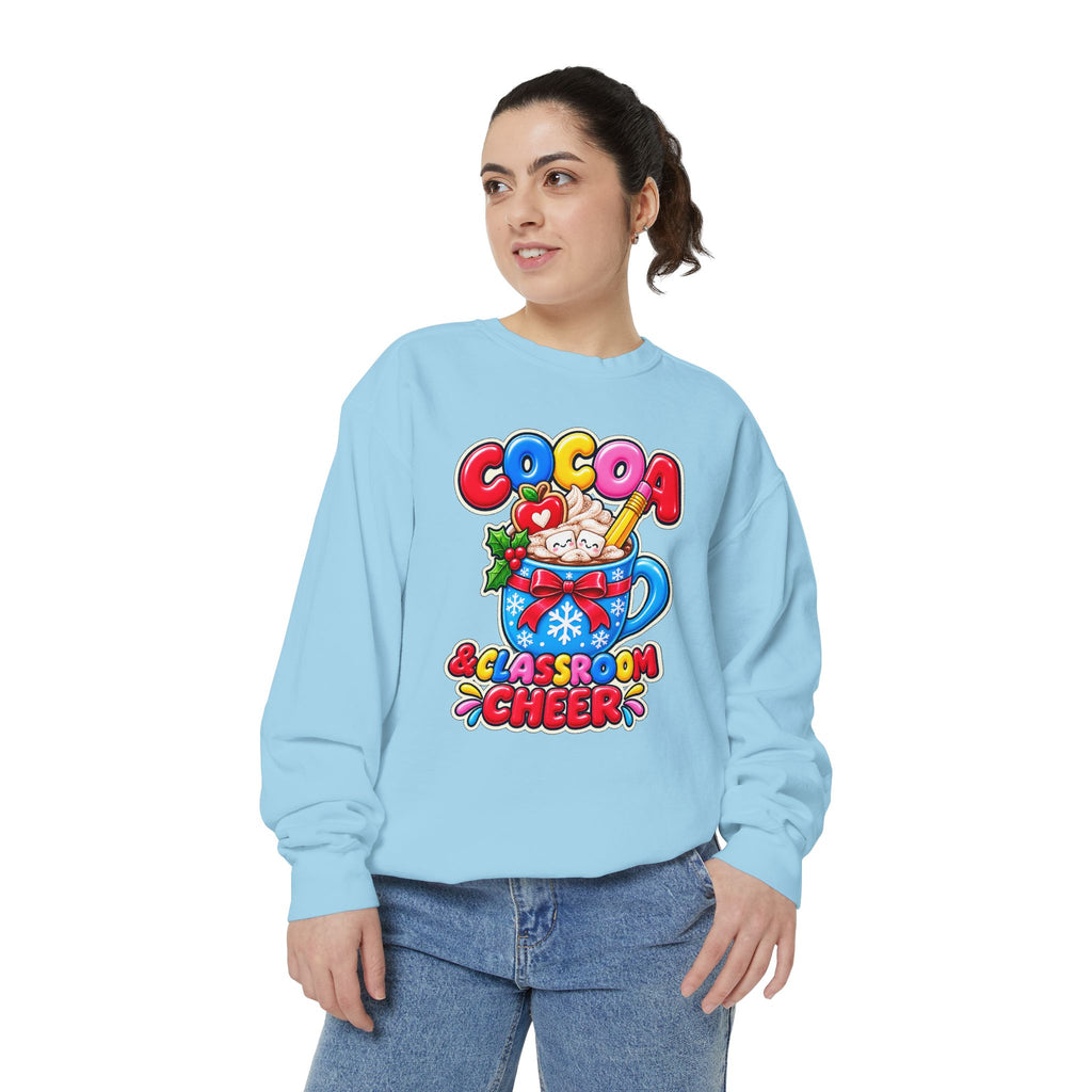 Cocoa and Classroom Cheer Christmas Sweatshirt ☕🍎❄️