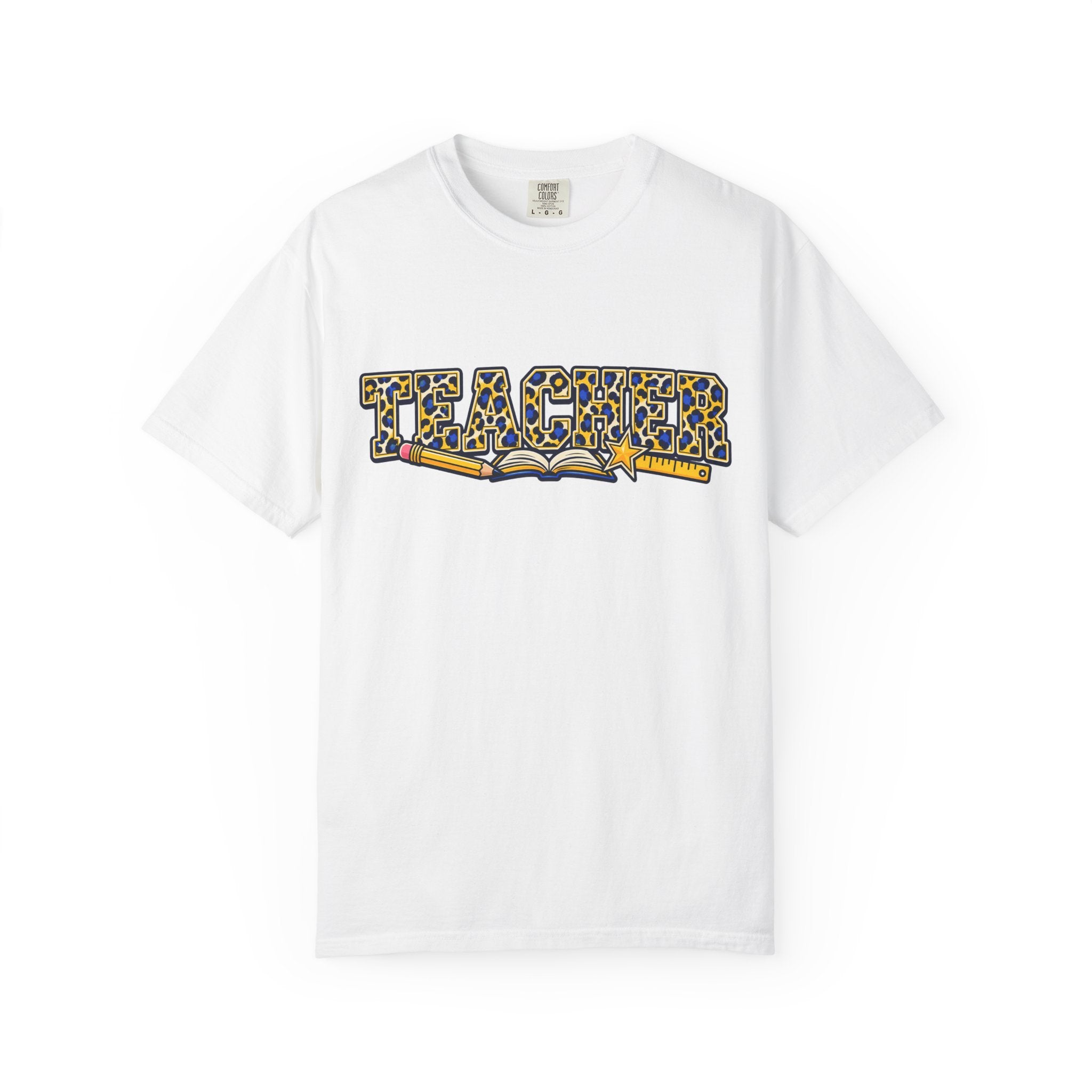 Leopard Print Teacher Comfort Colors® Heavyweight Tee 🍎✏️