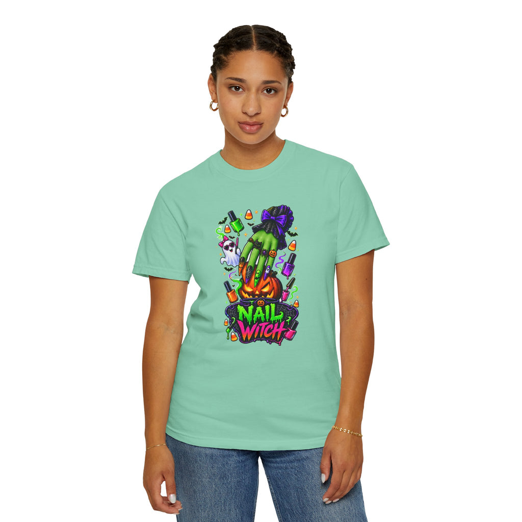 Nail Witch Halloween Tee – Adult Unisex Nail Tech & Beauty Salon Shirt