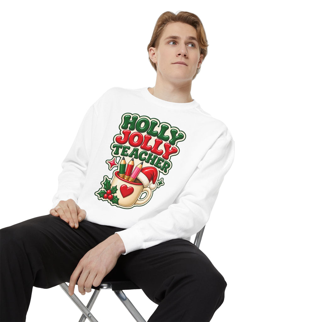 Holly Jolly Teacher Sweatshirt – Christmas Mug Holiday Teacher Gift