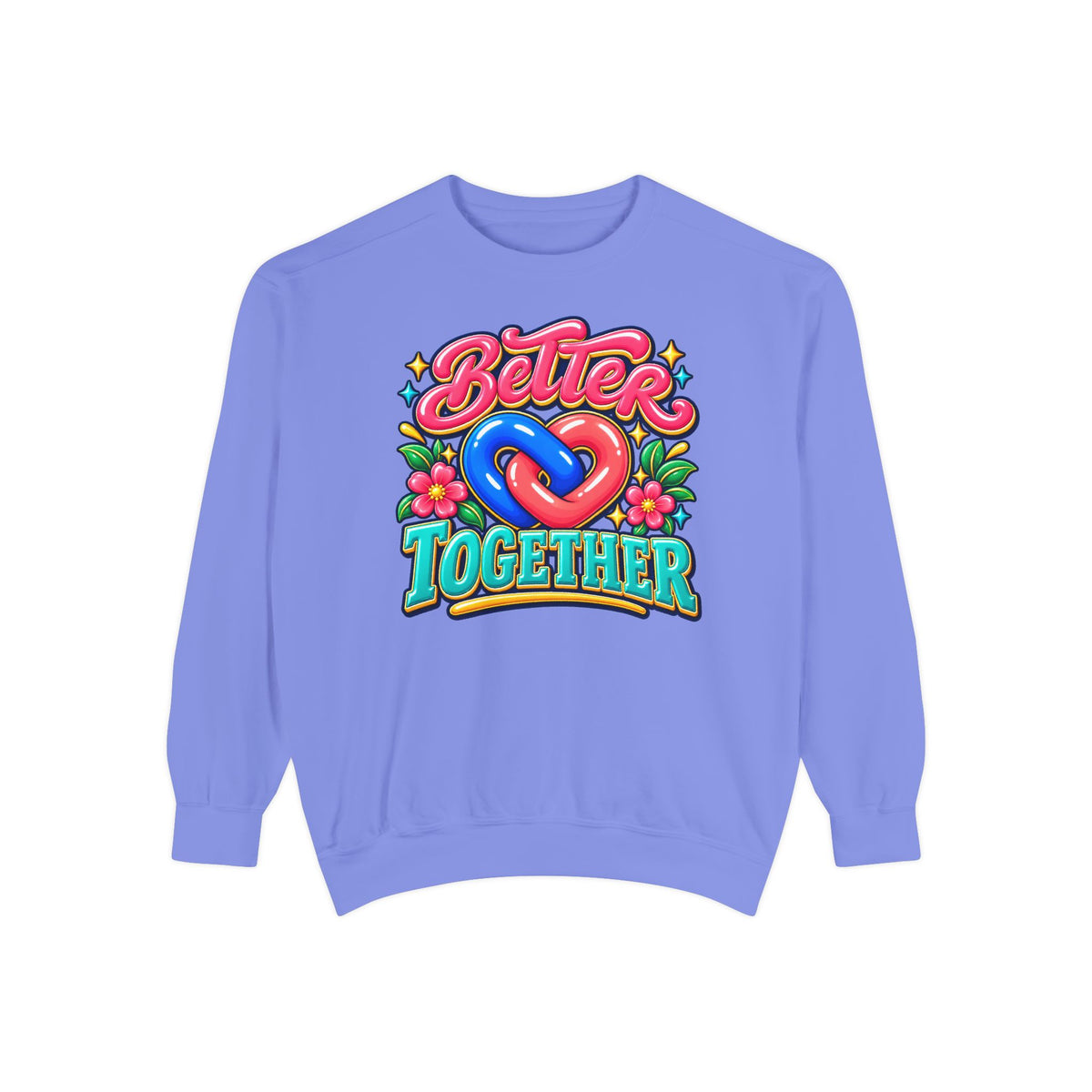 Better Together Heart Sweatshirt — Yellow & Aqua