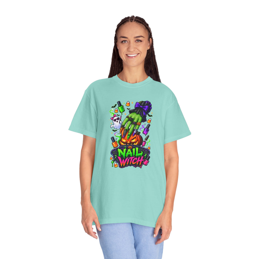 Nail Witch Halloween Tee – Adult Unisex Nail Tech & Beauty Salon Shirt