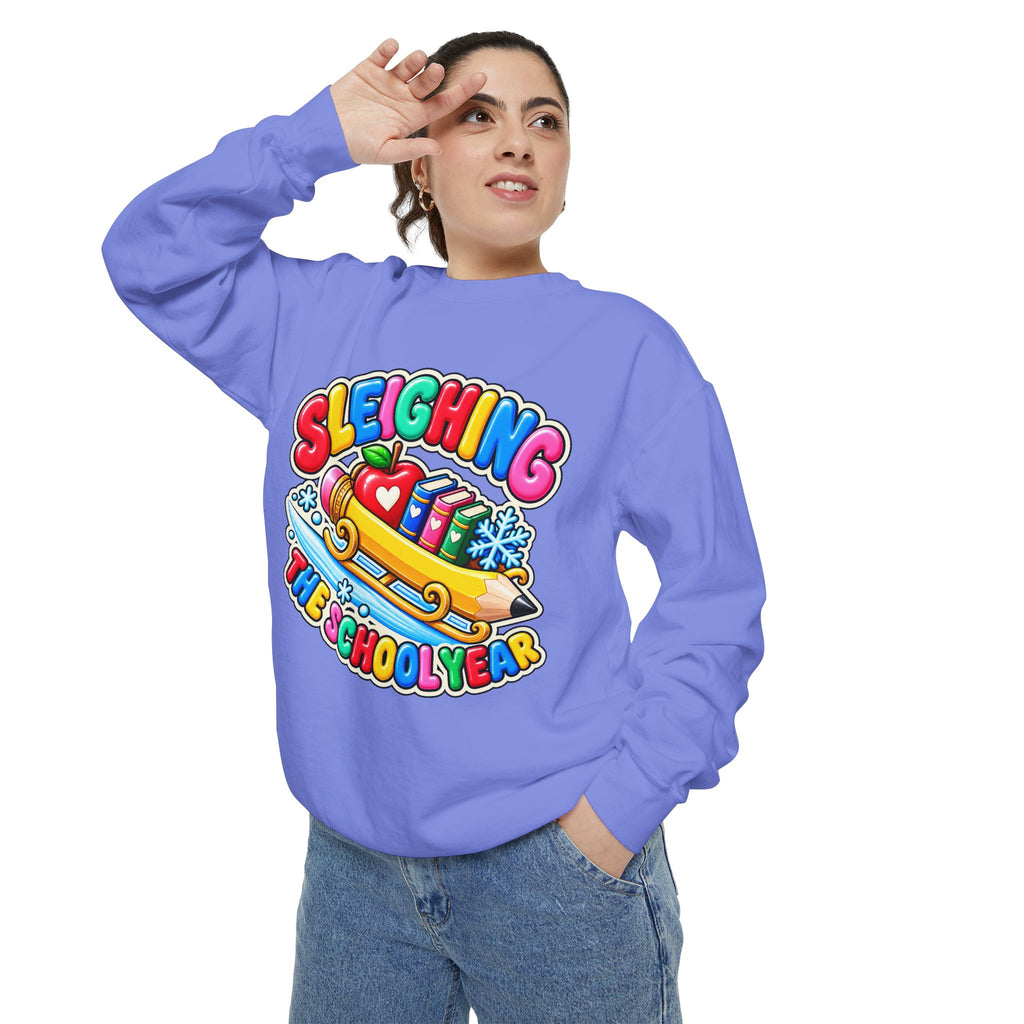 Sleighing the School Year Christmas Sweatshirt 📚🍎❄️
