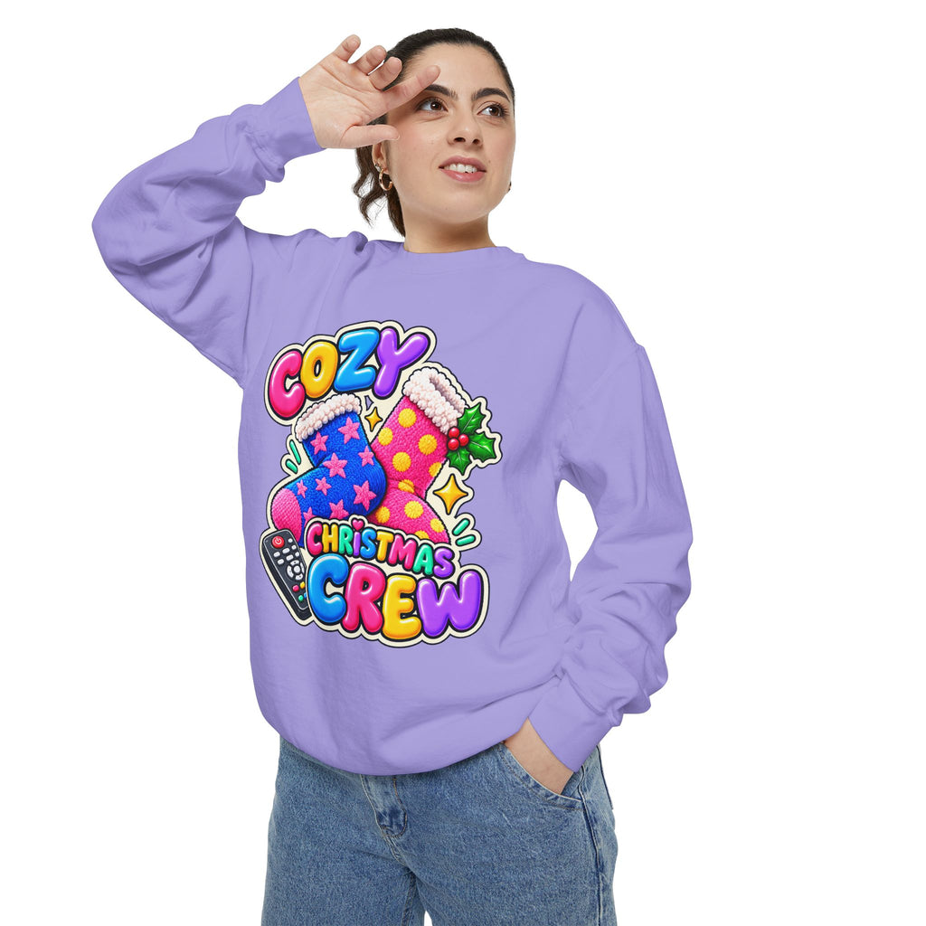 Cozy Christmas Crew Crewneck Sweatshirt 🧦🎄📺