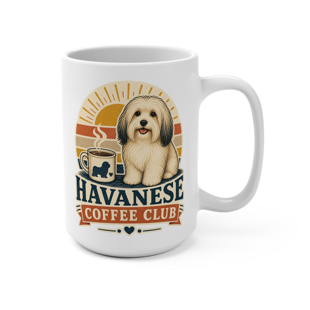 ￼Havanese Coffee Club Mug - Retro Dog Lover Coffee Cup - Havanese Mom, Dad and Pet Owner Gift