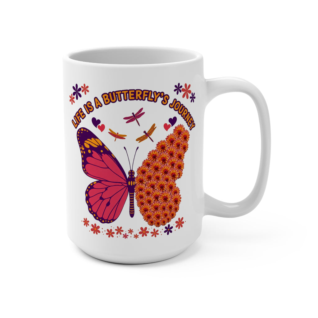 Life Is a Butterfly’s Journey Mug - Inspirational Coffee Cup - Butterfly Transformation Gift - Floral Nature Mug