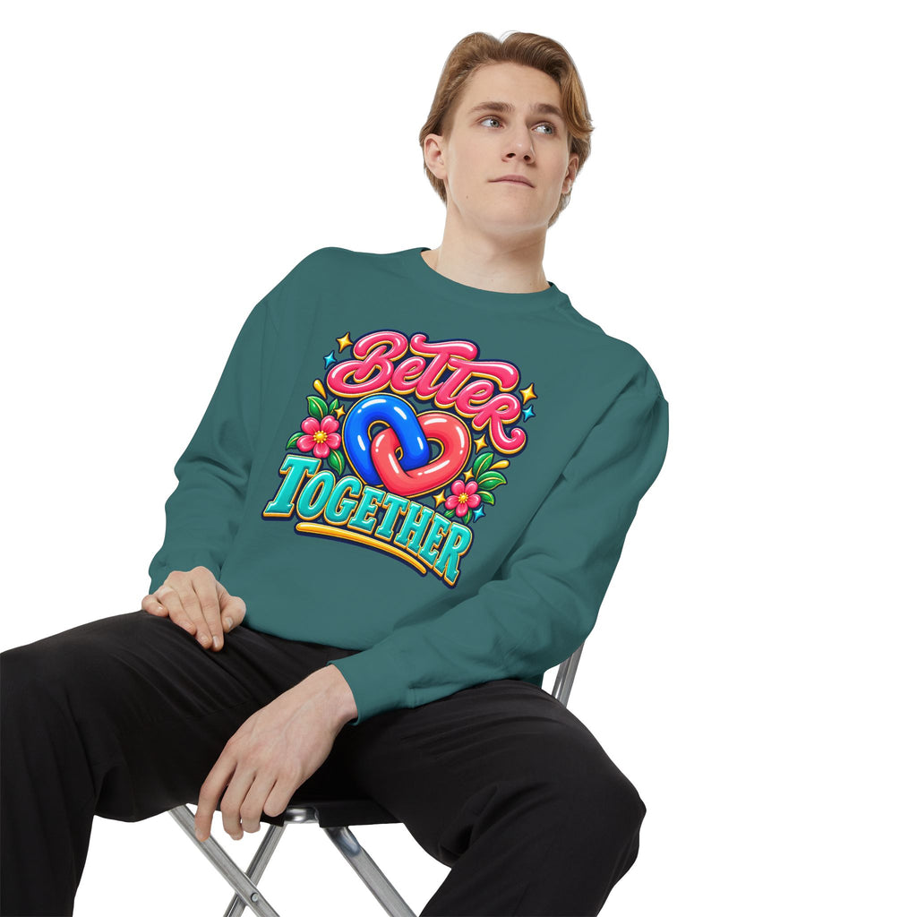Better Together Heart Sweatshirt — Yellow & Aqua