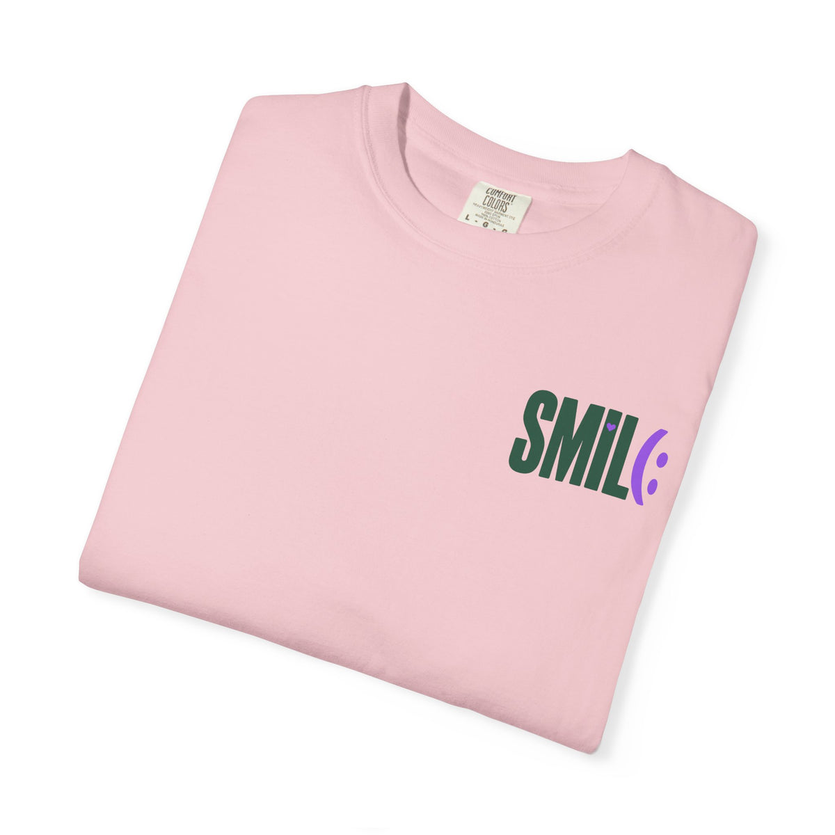 SMIL(: IT’S FREE. Green & Purple Front-and-Back Garment-Dyed Tee