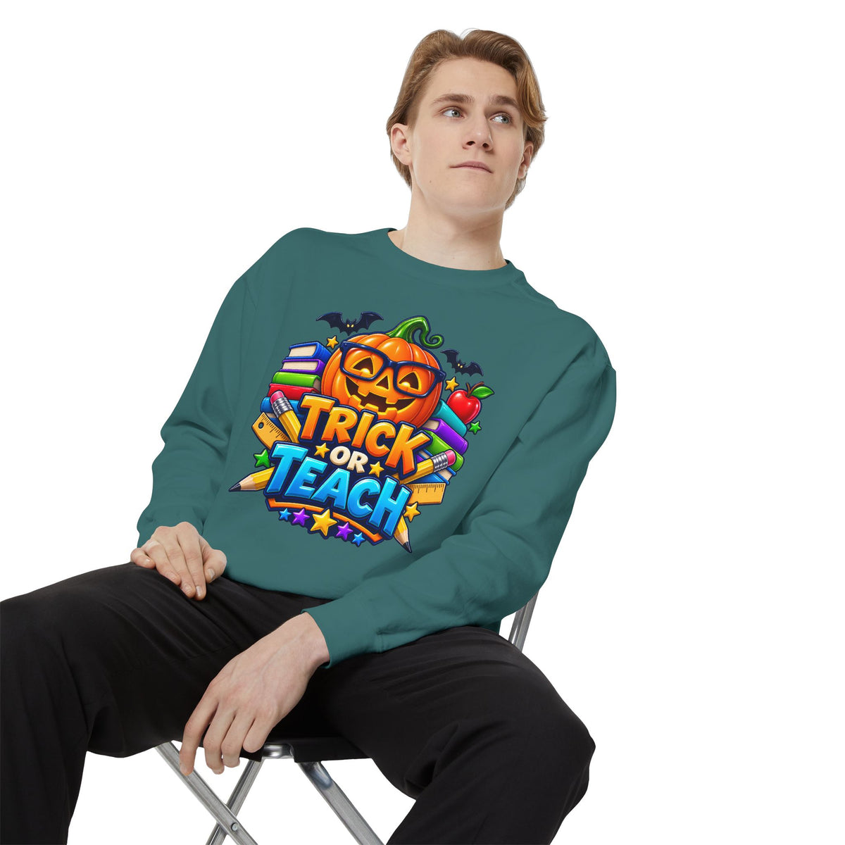 Trick or Teach Halloween Teacher Sweatshirt 🎃📚 | Pumpkin School Crewneck