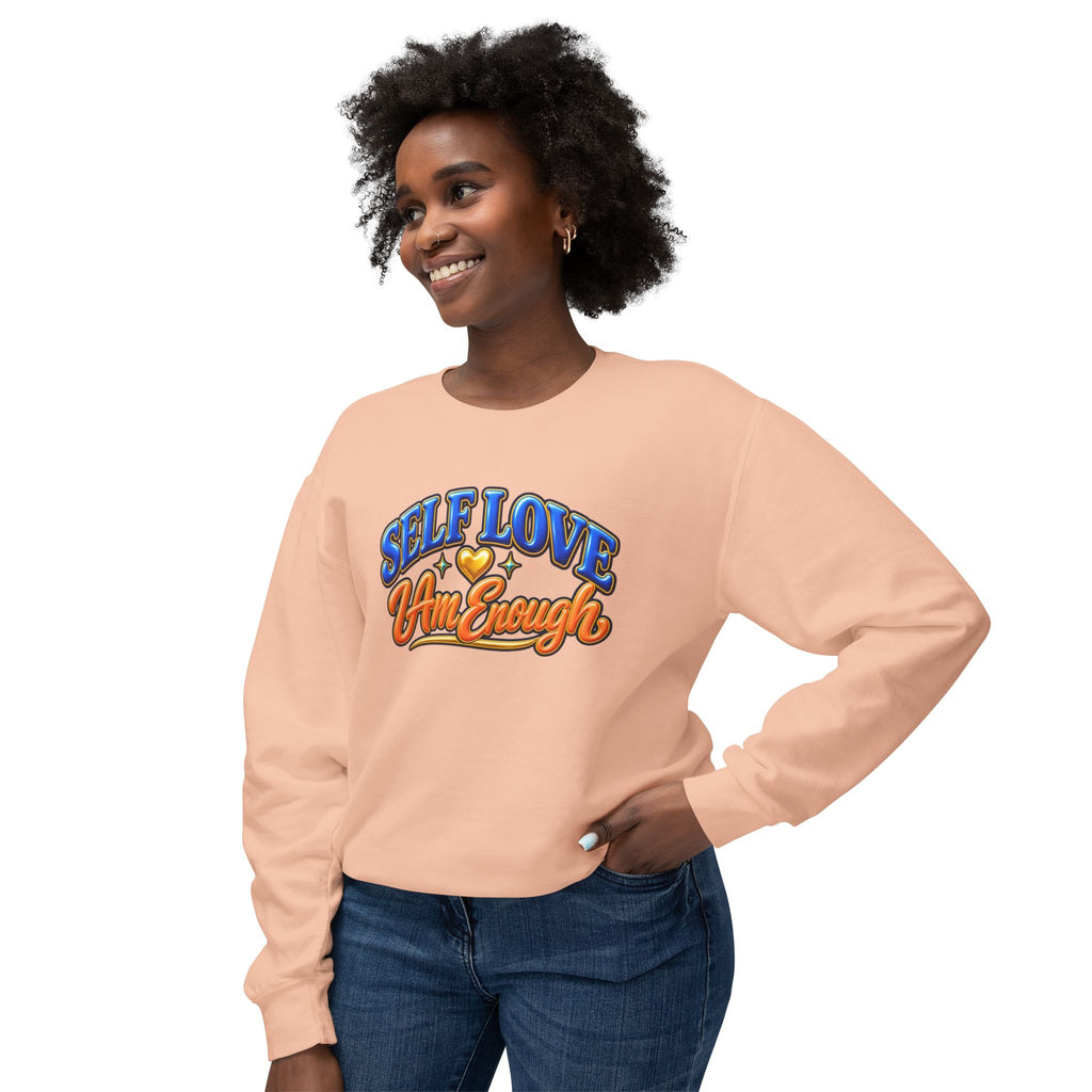 Self Love "I Am Enough" Crewneck Sweatshirt — Retro Positive Message Pullover