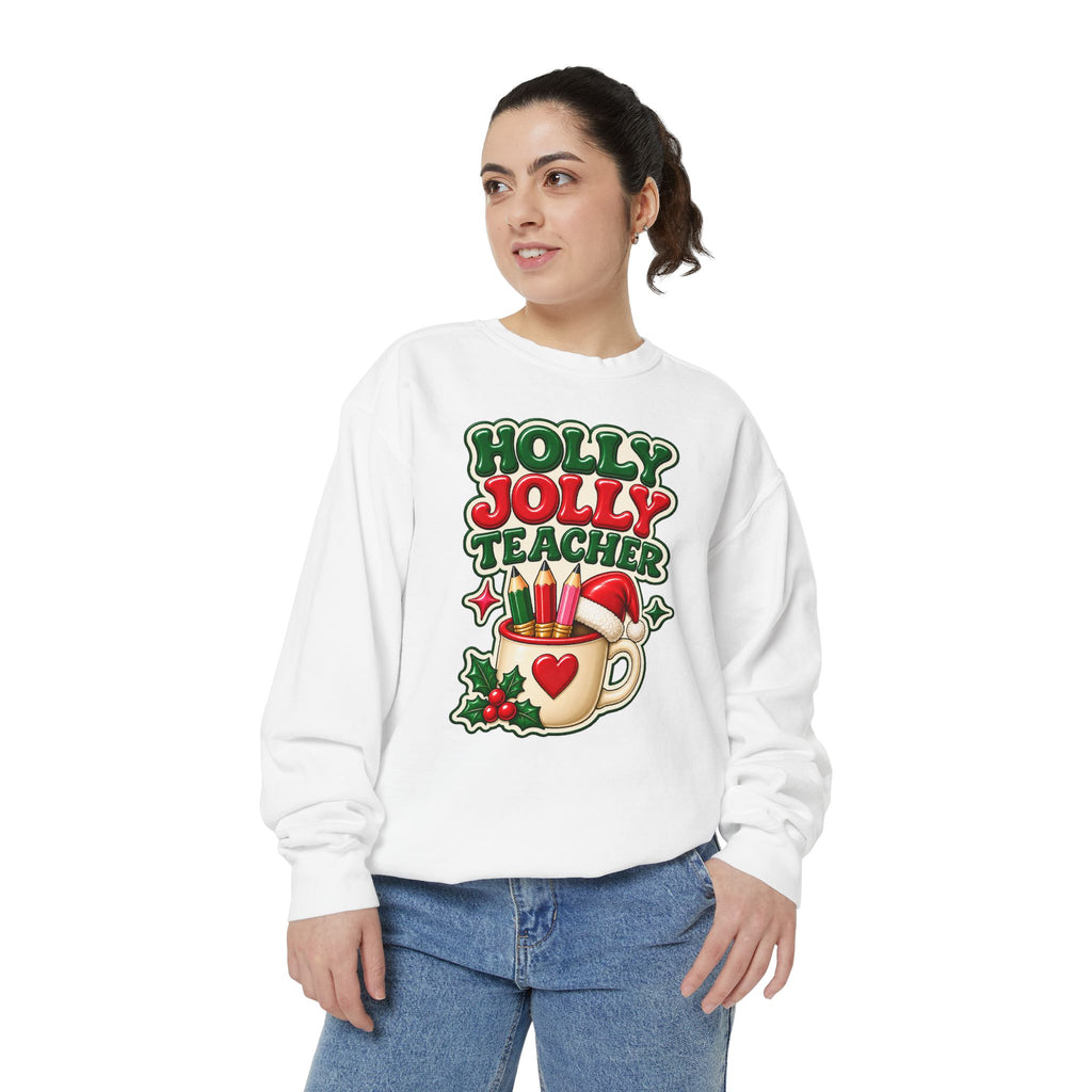 Holly Jolly Teacher Sweatshirt – Christmas Mug Holiday Teacher Gift
