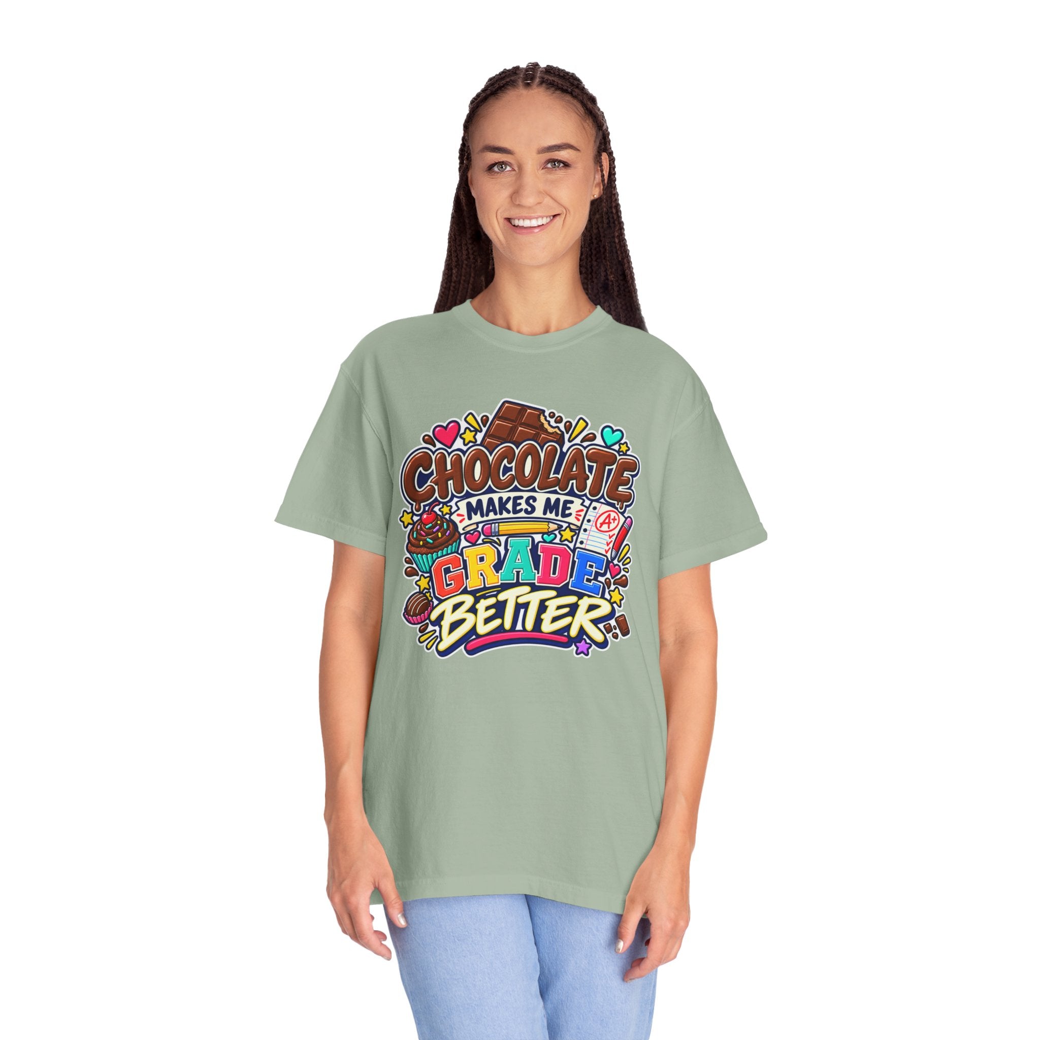 Chocolate Makes Me Grade Better Heavyweight Tee 🍫📚✏️