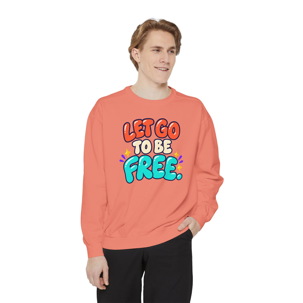 Let Go to Be Free Relaxed-Fit Sweatshirt — Lavender & Gray