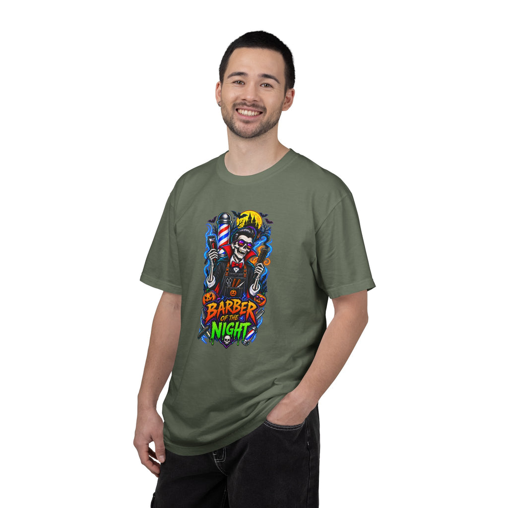 Barber of the Night Halloween Tee – Adult Unisex Barbershop Shirt